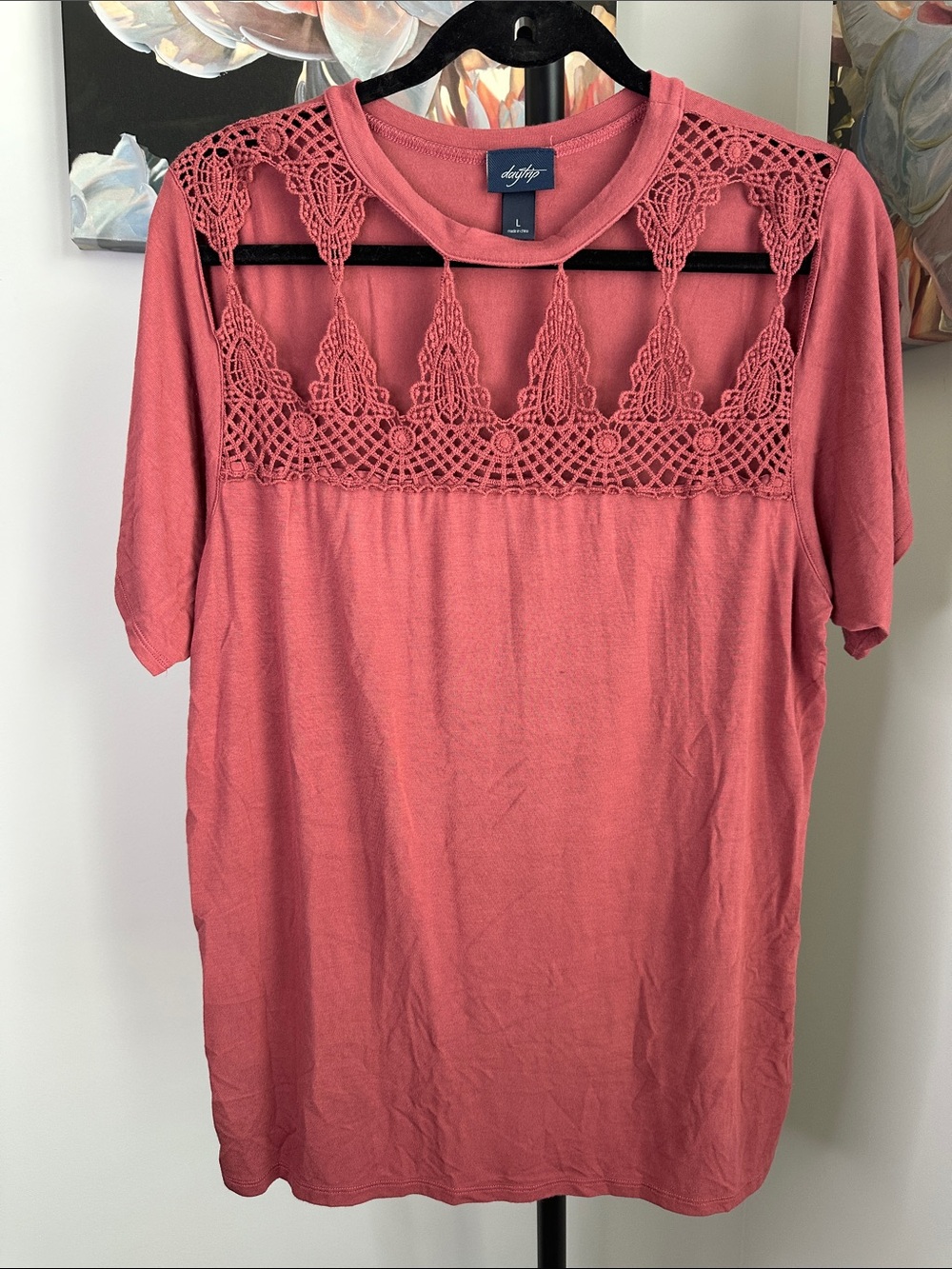 Daytrip Crochet Short Sleeve Tee